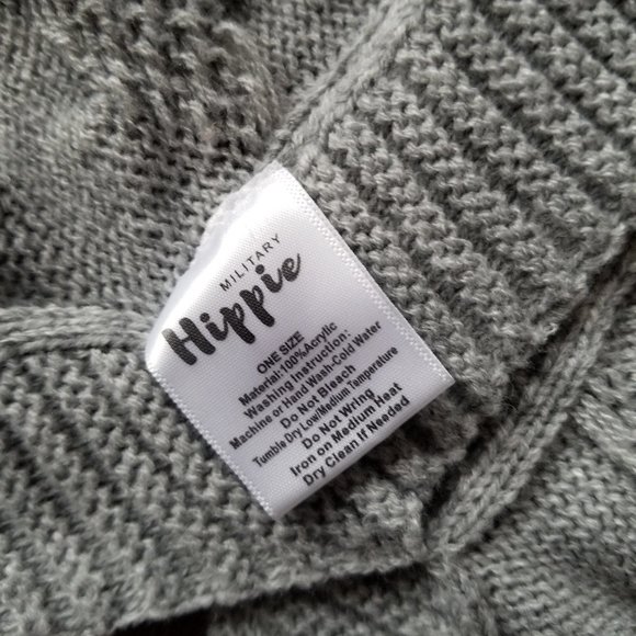 Military Hippie One Size Grey Batwing Sweater - Picture 6 of 7